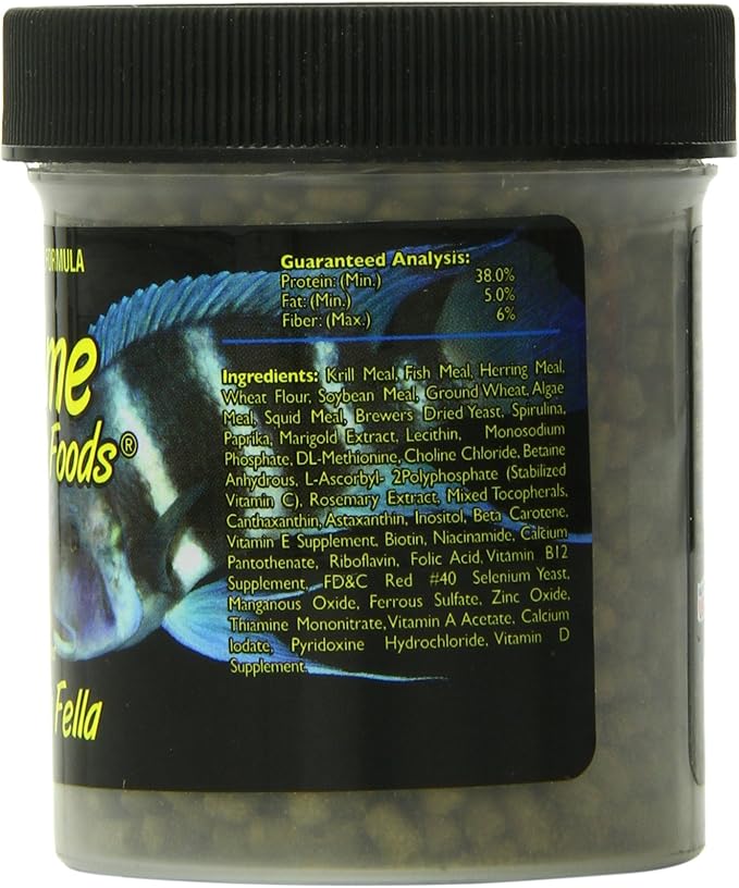 Xtreme Big Fella 3.0mm Pellets: Professional Nutrition for Medium to Large Cichlid/Community Fish - Boost Immune & Digestive Health, Color & Energy, Max Protein Fish Food – USA Farm Grown (2.5oz)