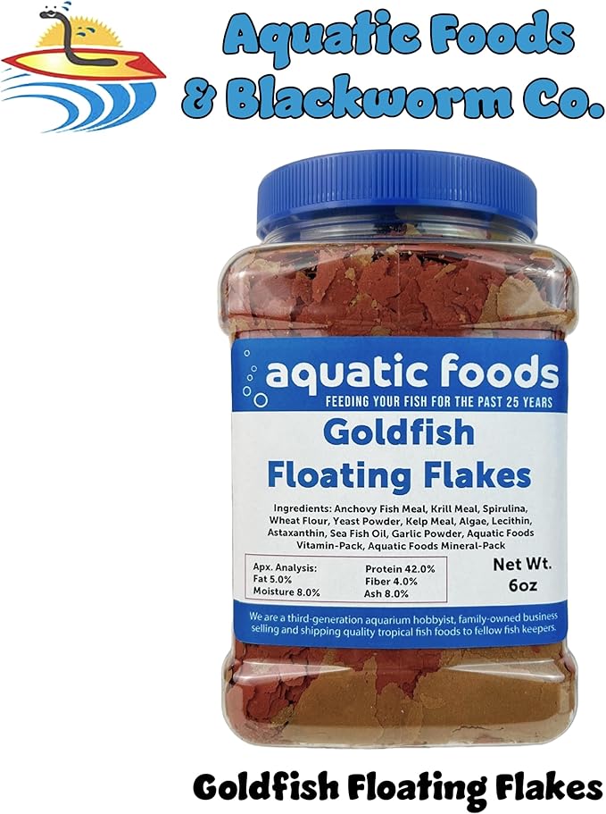 Premium Goldfish Flakes, 42% Protein Color Enhancing and Spirulina Flakes for Aquarium, Koi and All Pond Fish Also Pellet Mix, Wafer Mix Included…6oz Jar