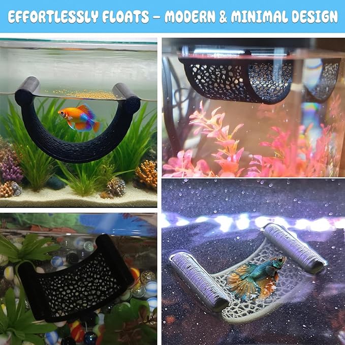 CPLIKE Black Betta Fish Hammock – Floating Aquarium Rest Ledge for Nano Fish, Shrimp, Corydoras – Natural-Look Black Perch Platform for Betta Tanks, Aquascape Decor, Low Flow Aquarium Accessory