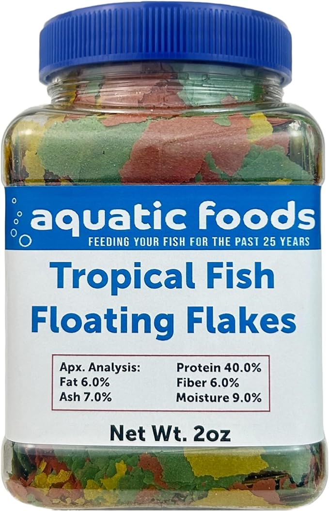 Premium Tropical Fish Flakes, Krill Flavor, 2oz Jar