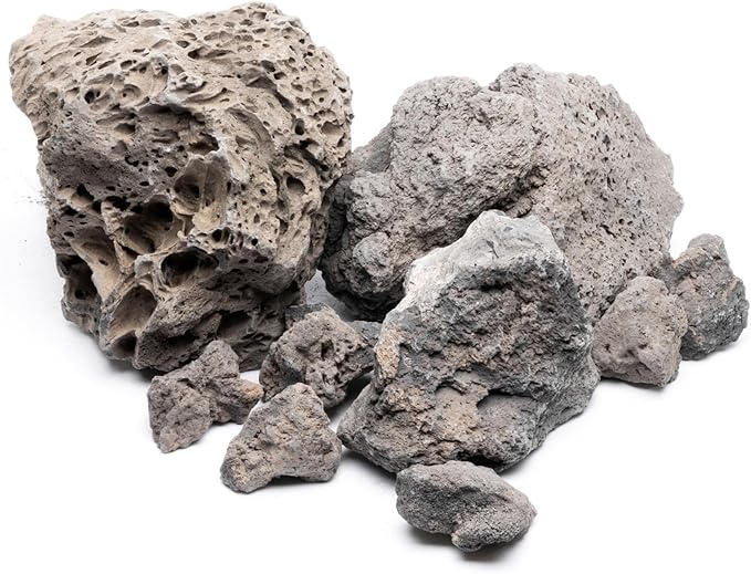 SubstrateSource Natural Stone for Aquarium, Terrarium, Paludarium, Reptile Enclosures - Set of Decorative Rocks for Landcapes, Aquascaping, Fish Tank Decor (Icelandic Lava Rock, 21 Pounds, 3-8")