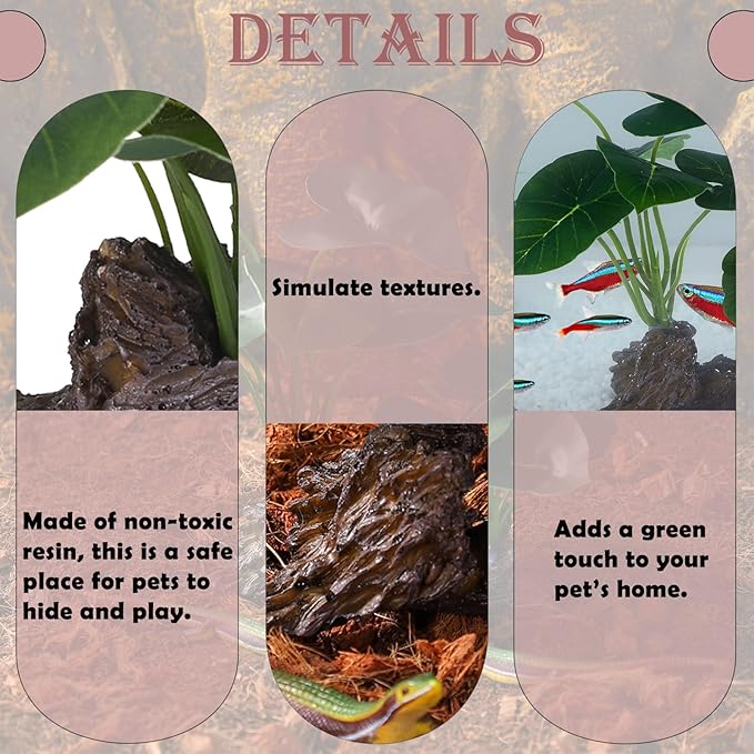 Betta Fish Tank Accessories Artificial Aquarium Ornaments Reptiles Silk Leaf Plants Decoration Driftwood Cave Deco