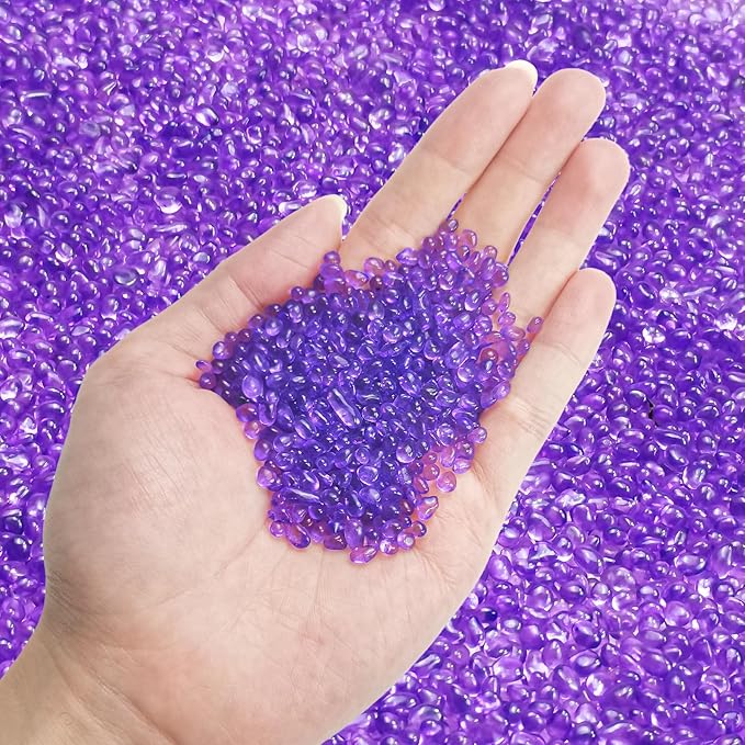 Keedolla Purple Aquarium Glass Pebbles Stones, 3 LB Aquarium Decorative Stones Fish Bowl Rocks Gravel for Betta Fish Tank, Vase Filler, Succulent Plants Decor