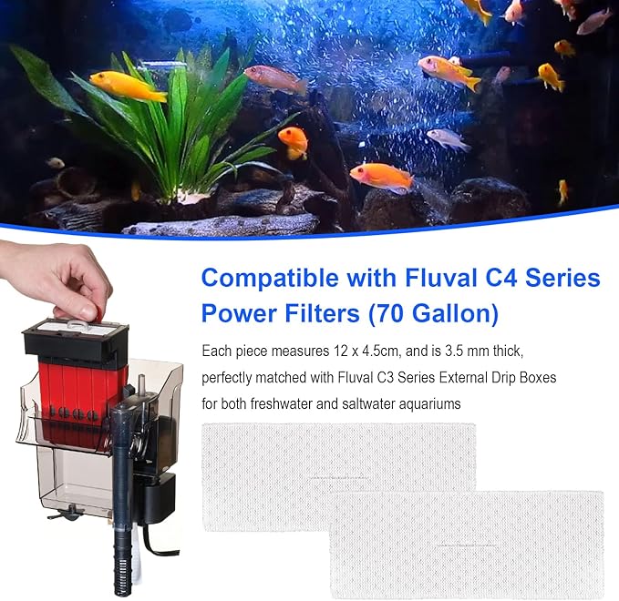 Bio-Screen for Fluval C4 Power Filter, 6-Pack Aquarium Filter Media, Bio Stratum Replacement Parts Aquaclear Canister Aquarium Fish Tank Biological Filter Media