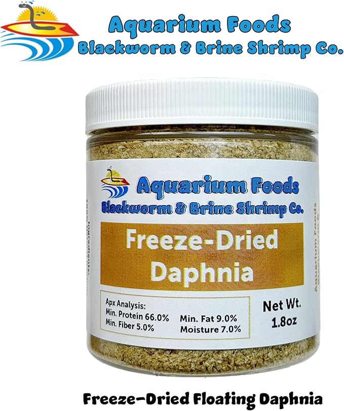 Daphnia, Freeze Dried Fresh Water Daphnia for Fry, Babies and Small Tropicals, Marines, Corals, Anemones, Cichlids, Fry and Baby Koi & Pond Fish…1.8oz Small Round Jar