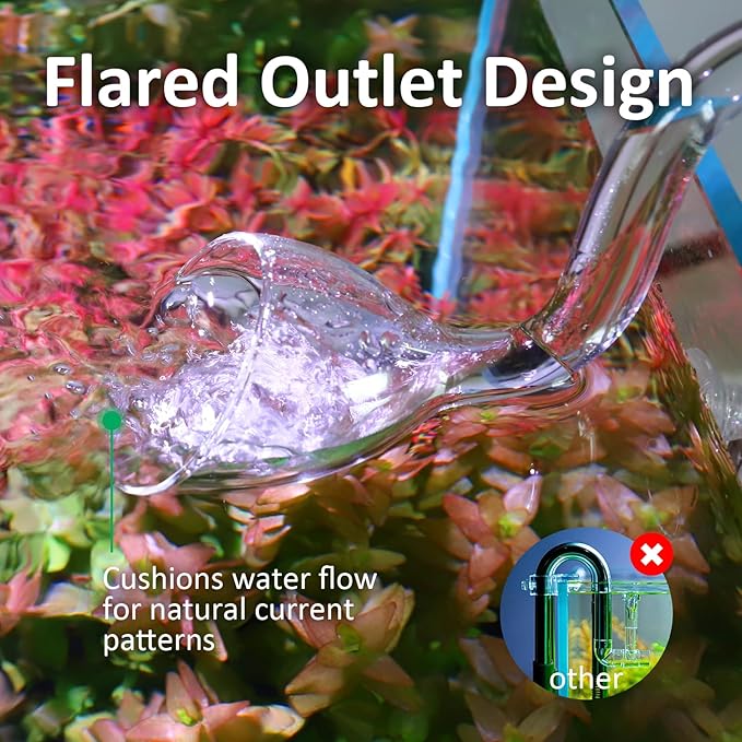 17mm Aquarium Glass Lily Pipe with Inflow, Outflow and Brush & 6 Suction Cups for 5/8" ID (16/22mm) Tubing