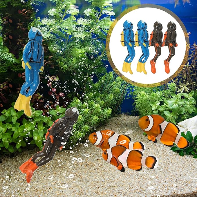 BESPORTBLE Scuba Diver Figurines: 4pcs Fish Tank Decorations, Resin Miniature People Set for Aquarium Landscape, Small Swimmer Model for Ocean Theme Cake Topper Sand Table