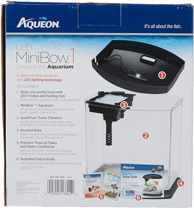Aqueon Products 015905178020 LED Minibow Aquarium Kit, 1 Gallon, Black