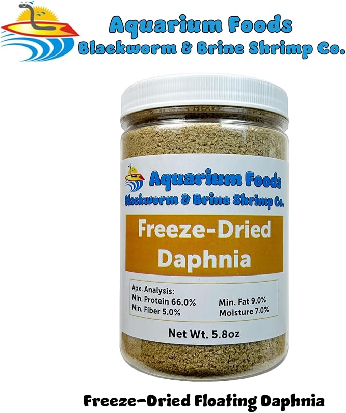 Daphnia, Freeze Dried Fresh Water Daphnia for Fry, Babies and Small Tropicals, Marines, Corals, Anemones, Cichlids, Fry and Baby Koi & Pond Fish…5.8oz Large Round Jar