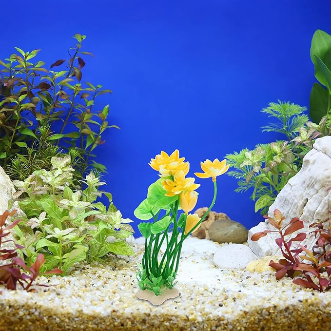 VOCOSTE 1pcs Fish Tank Aquarium Decorations Plants, Mini Aquarium Decorations PE Ceramics Plants for Aquarium Decorations, Yellow 8.27"