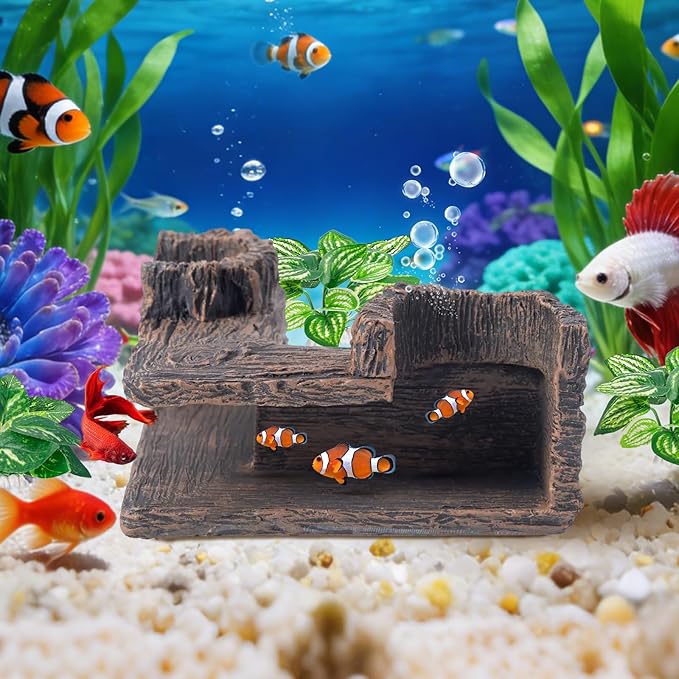 CousDUoBe Aquarium Cave | 90° Corner Fish Cave Viewing Tunnels Silk Aquarium Plants，Betta Fish Tank Accessories BPA-Free Premium Resin,Fish Tank Cave for Corners (5.1” x 2.7” x 2”)