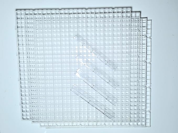 4 PCS Aquarium Lid Hood Fish Tank Top Cover Plastic Grid Panel Egg Crate Grate Bottom Isolation Filter Tray Separation Hoods with Acrylic Clear Clips Holder Transparent