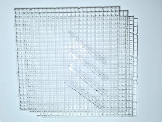 4 PCS Aquarium Lid Hood Fish Tank Top Cover Plastic Grid Panel Egg Crate Grate Bottom Isolation Filter Tray Separation Hoods with Acrylic Clear Clips Holder Transparent