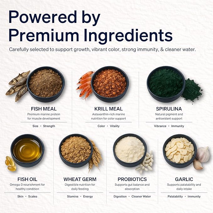 Koi Fish Food (14lb) - Growth & Color Formula, High Protein Floating Pellets with Spirulina, Krill & Probiotics, Easy to Digest, Cleaner Water, All Season - for Koi, Goldfish & Pond Fish