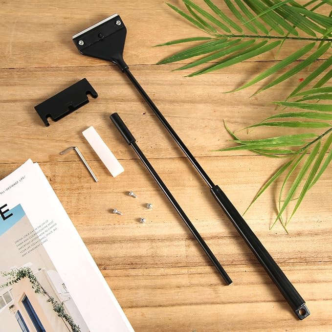 PEUTIER Algae Scraper for Glass Aquariums, 24.4 inch Extendable Handle Aquarium Scraper Scrubber Fish Tank Cleaner 2 in 1 Razor Scraper with 10 Blades Aquarium Cleaning Tools Fish Tank Accessories