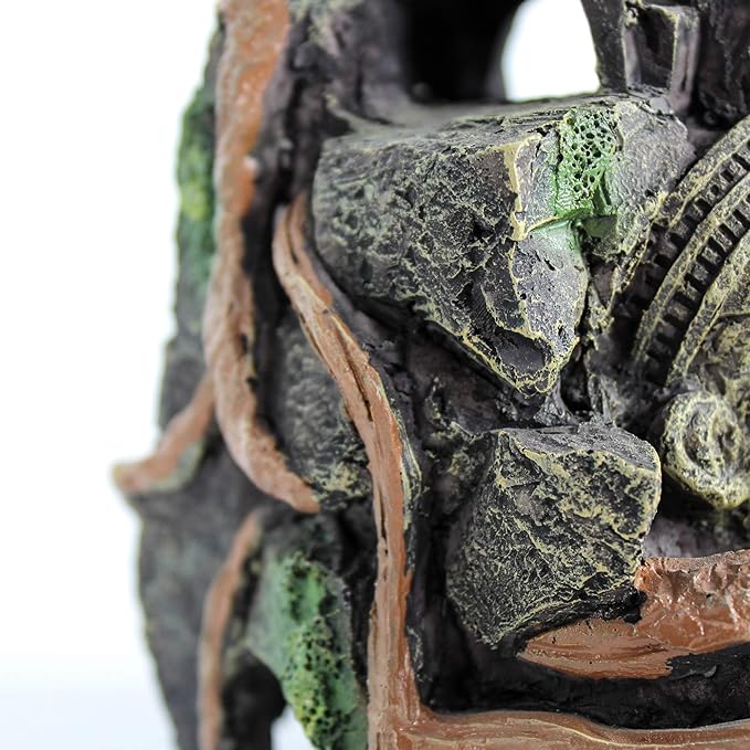 Penn-Plax Deco-Replicas Cambodian Rock Face Aquarium Ornament – Safe for Freshwater and Saltwater Tanks – 5.5” Height (RR965)