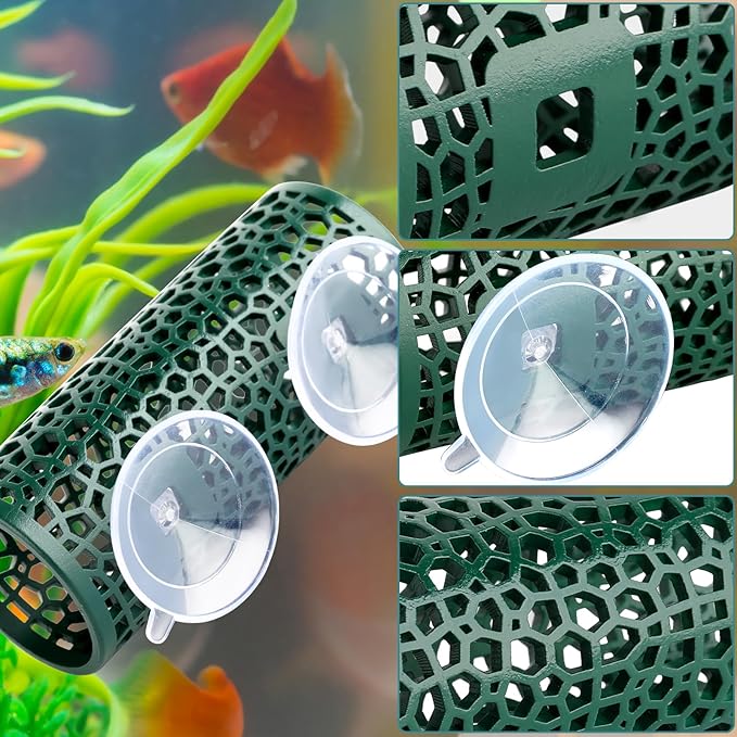 Abizoo Betta Toys - Dark Green Hollow Betta Fish Tunnel & Reptile Hide - Safe Enrichment Aquarium Decor