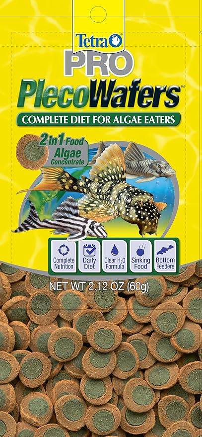 Tetra PRO PlecoWafers 2.12 Ounces, Nutritionally Balanced Vegetarian Fish Food, Concentrated Algae Center, Golds & Yellows, Model Number: 16447 (Pack of 2)