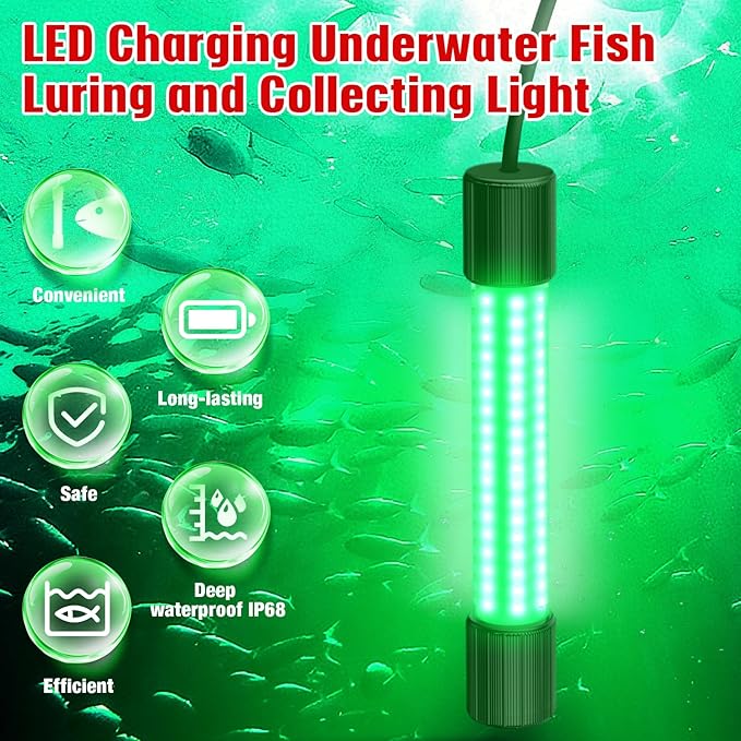 Underwater Fishing Green Light Compatible with Milwaukee M18 Battery,1300 Lumens, LED Light for IP68 Waterproof Submersible Fishing Light Attractants for Night Fishing, Docks, Boats, Kayaks