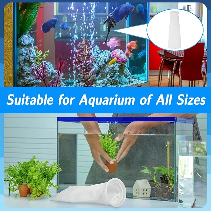 Oudain 16 Pack 4 Inch Ring Filter Socks 200 μm Aquarium Bags 4 in Ring by 15 Inch Long Socks for Fish Tank Freshwater Saltwater Aquariums
