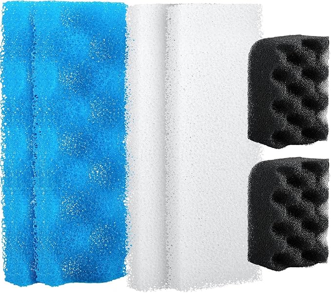 Threlaco 6 Pcs Aquarium Filters Bio Sponge Sets Compatible with Fluval 306/307, Including 2 Blue 2 White 2 Black Bio Sponge for Replacement Filter Media Kit