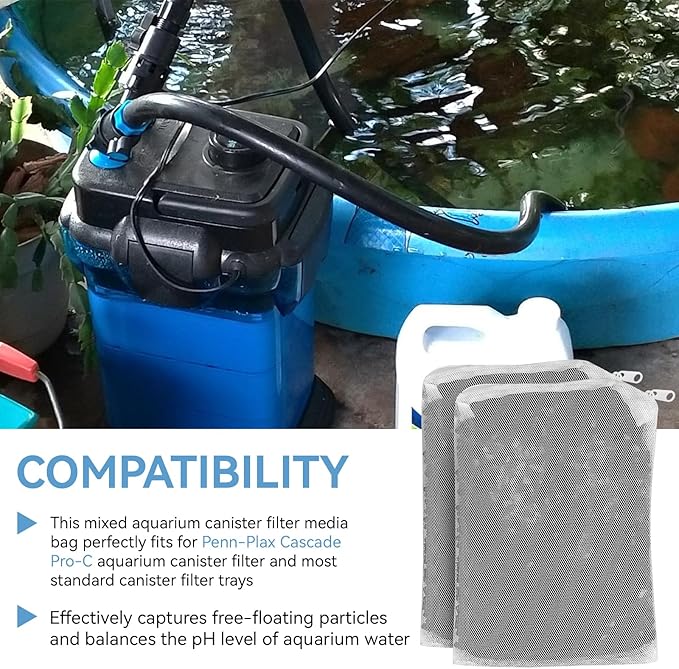 8 Oz Pro-C Mixed Aquarium Canister Filter Media Bag Compatible with Penn-Plax Cascade, Canister Filter Carbon Media for Remove Odors & Clear Water, Fish Tank Carbon Filter, 3 Pack (260g/bag)