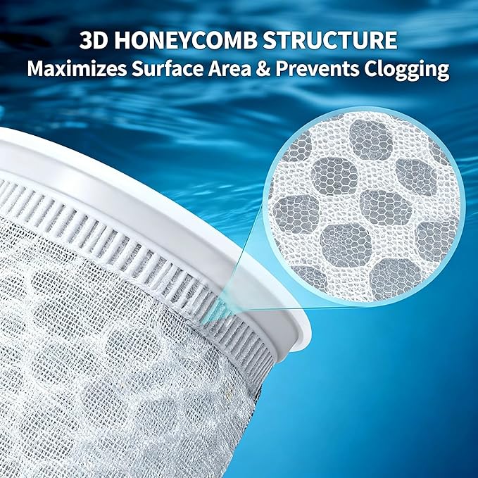 20 Pack 4 Inch 150 Micron Honeycomb Filter Socks for Fish Tank, 3D Ring Design Aquarium Filter Bags, High Flow Filtration Socks for Saltwater & Freshwater Marine Aquariums, Fits 4" Sumps and Standard
