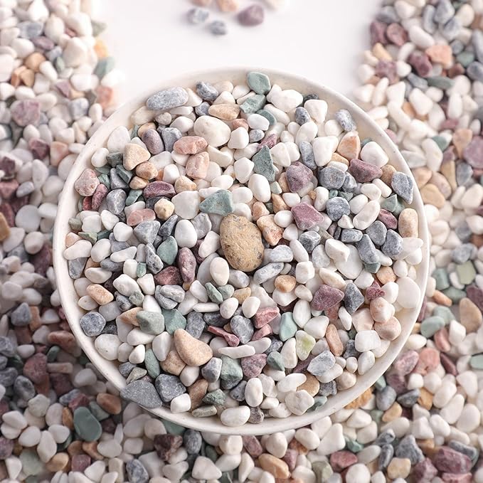 5LB River Rocks for Fish Tanks 1/8-3/8inch Aquarium Gravel Small Rocks for Plants Decorative Rocks Mixed Color Vase Fillers Rocks for Crafts Colorful Rocks