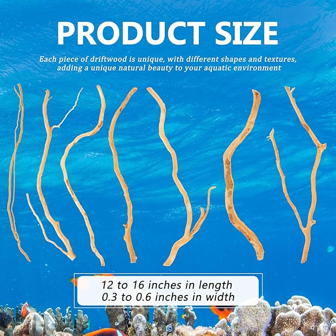 150g Natural Driftwood for Aquarium 12''-16'' Reptile Branches Terrarium Wood Long Driftwood for Aquarium Assorted Shapes Natural Decor