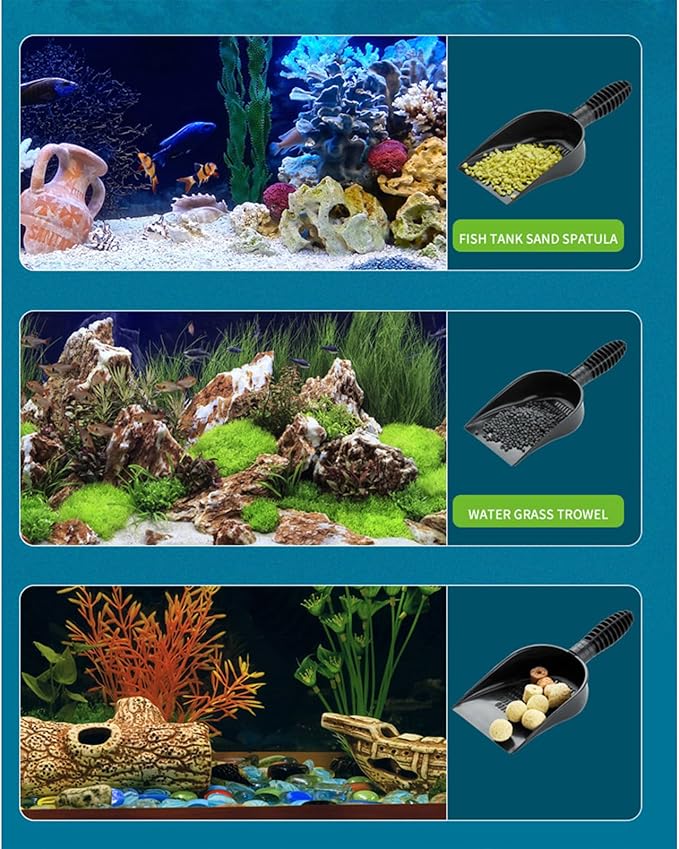 Gravels Sand Shovel for Fishtanks Gravels Scooper Aquariums Tool Ergonomic Gravels Strainer with Fishing Net 2PCS