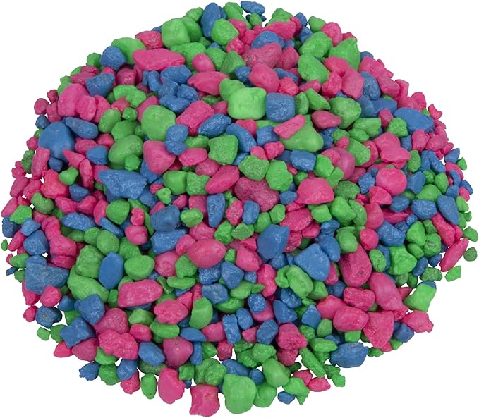 GloFish Aquarium Gravel, Pink/Green/Blue Mix, Complements GloFish Tanks, 5 Pounds