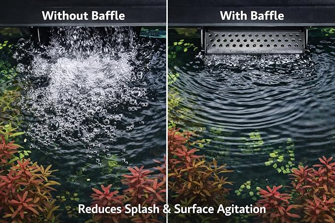 Aquarium Filter Baffle Compatible with Fluval AquaClear Filters: Gentle Flow for Delicate Aquariums (Black, AC50)