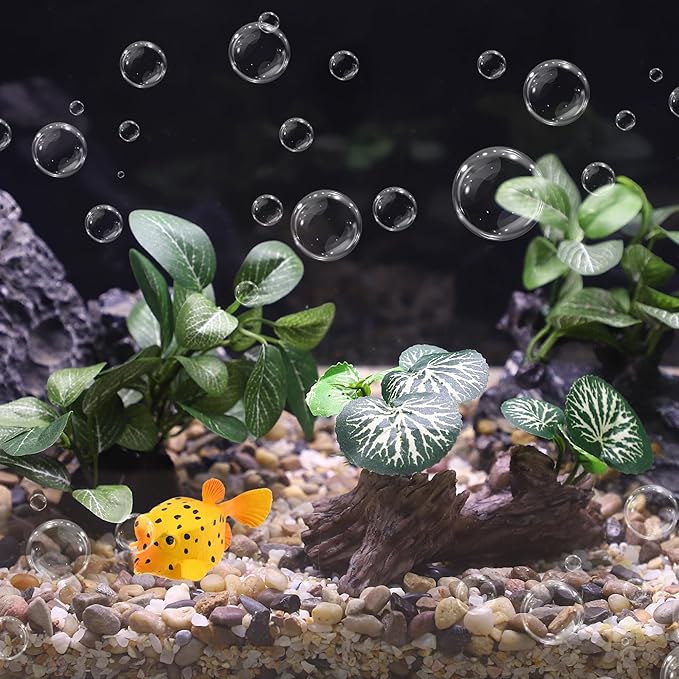 Aquarium Plastic Plants, Driftwood Betta Silk Plants, Silk Plants Aquarium Set Decor, Silk Aquarium Plants for Betta Fish (Green, 3pcs)