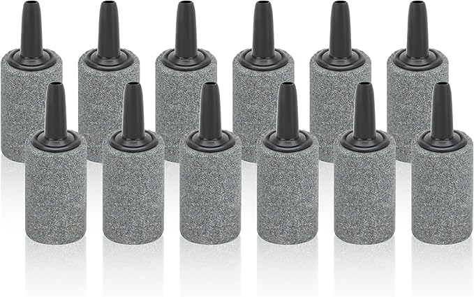 DaToo Aquarium Air Stone 1 Inch 12 Pack Fish Tank Aerator Bubble Diffuser Silicon Carbide Fish Tank Airstone for Air Pump Aquariums Ponds Hydroponic Systems