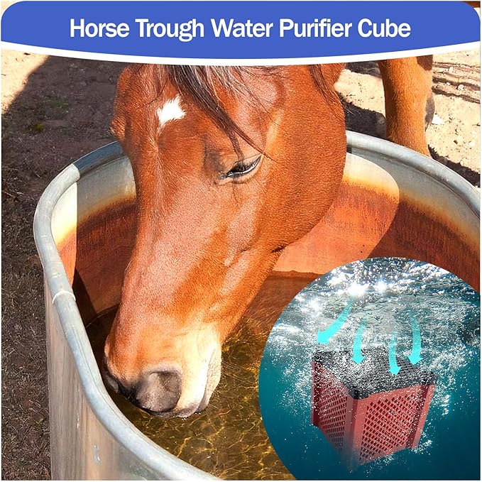 2 PCS 2025 New Pure Cube Water Trough Filter 2.0, Eco-Aquarium with Honeycomb Charcoal, Super Strong Filtration Activated Carbon Filter Media for Fish Tanks, Horse Troughs, Ponds & Livestock Tanks