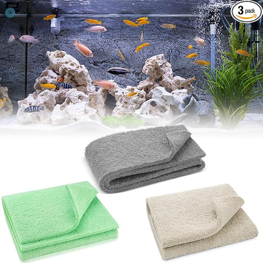 Treela 3 Pack Aquarium Filter Media Pads, Color-Coded 3-in-1 for Ammonia, Nitrite & Phosphate Removal, Cut-to-fit for Fish Tanks & Ponds, Improves Water Clarity & Odor Control