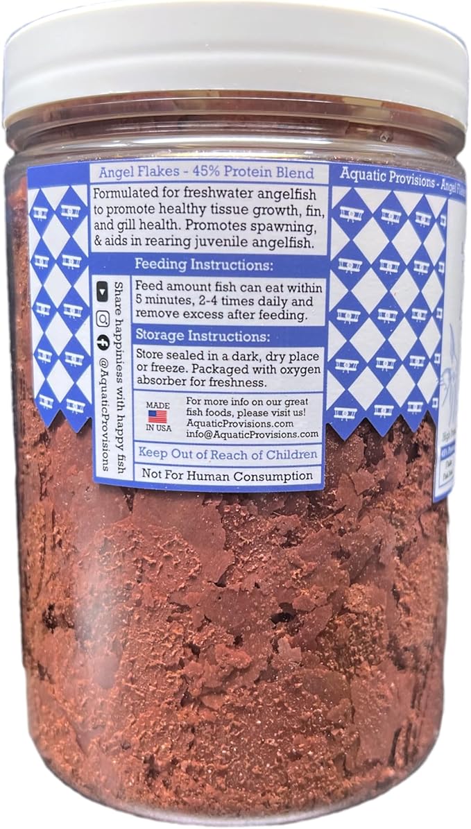 Aquatic Provisions Angel Flakes Fish Food 3.5 oz, for Freshwater Angelfish