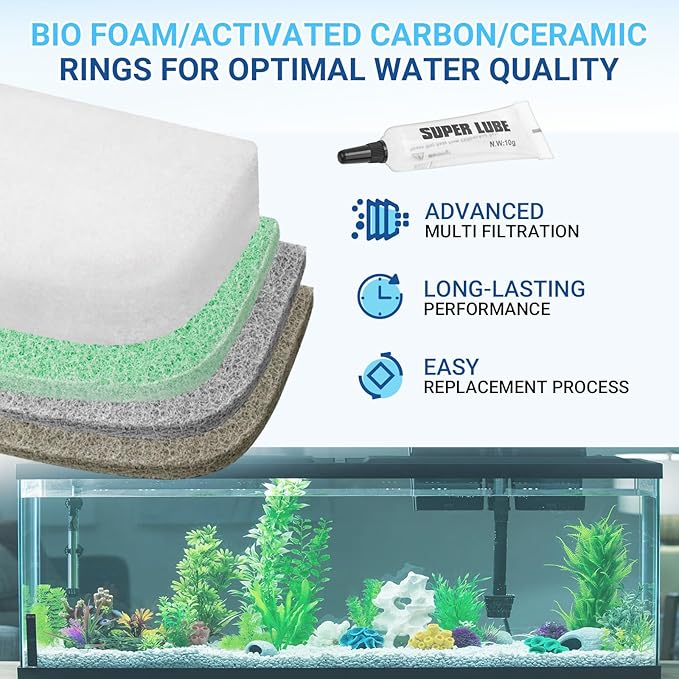 Canister Filter Maintenance Kit for Fluval 107 207 Canister Filter, Aquarium Filter Maintenance Kit 106 206 Pads