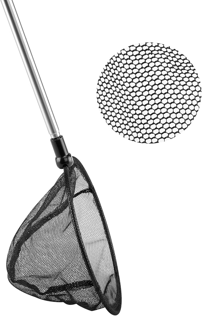 Telescopic Aquarium Fish Net, Fine Mesh Round Fish Net for Fish Tank with Extendable Long Handle (3.5 inch)