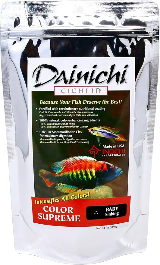 Dainichi Cichlid Food - Color SUPREME Sinking Baby Pellet - 1.1 lbs