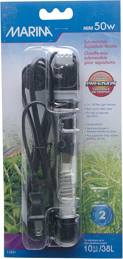 Marina Submersible Heater for Aquarium, Mini, 50-watt (Pack of 2)