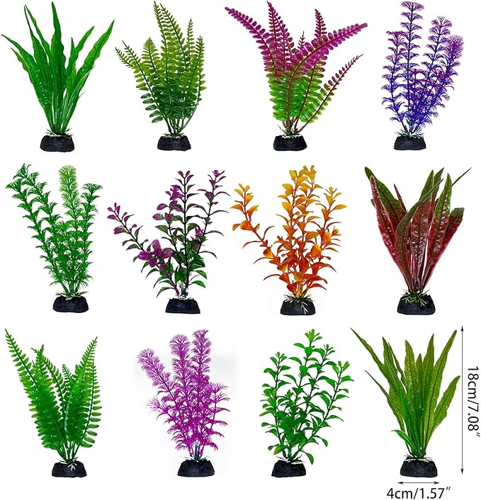 Artificial Aquarium Plant, Green, 1 Count, 4x2.6x18cm/1.57x1.02x7.09in, Realistic Aquatic Plant, Aquarium Decor Plastic Plants