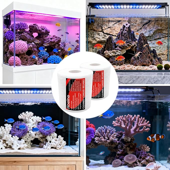Replacement Fleece Roll for Red Sea 500 Series Filter Systems, 92ft Quick-Change Dense Filter Media, Crystal Clear Aquarium Filtration (2 Packs)