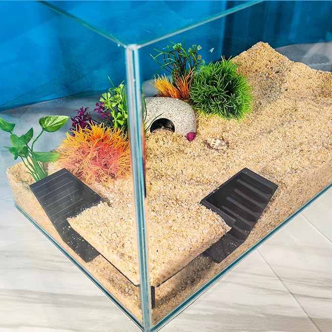 Aquarium Undergravel Fish Tunnel Hide Cave Corner Fishes Tank Decorations Under Gravel Viewing Tunnel Fish Cave for Aquarium Hideout (Black,Style 3)