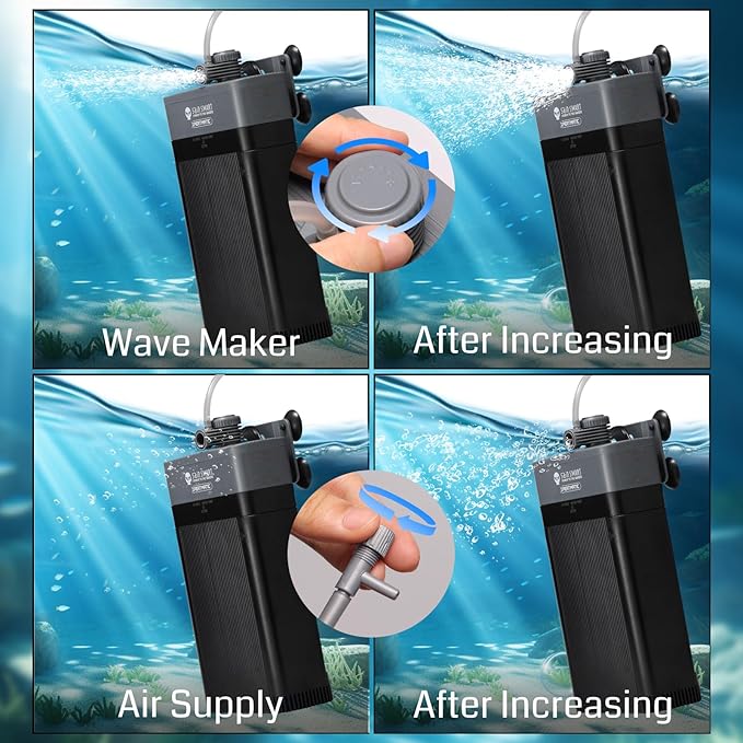 XpertMatic Aquarium Filter 220GPH, Built-in 9W Clean Light, Submersible Powerful Pump for 20-50 Gallon Tank, Fish Tank Filter, Double Filtration Design, for Pond Turtle Tank Saltwater Freshwater
