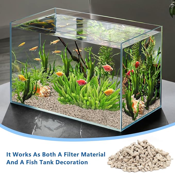 Crushed Coral for Freshwater Aquarium, Crushed Coral Media Sand for Freshwater Fish Tank Plant Pot Decorations Accessories (1.1lb/500g)