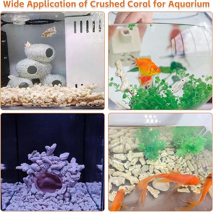 kathson 1.1lb Crushed Coral for Aquarium Crushed Coral for Freshwater Aquarium Corals for Fish Tank to Raise ph Filter Media for Fish Tank with Mesh Bag for Fish Tank Filter Media Decorations