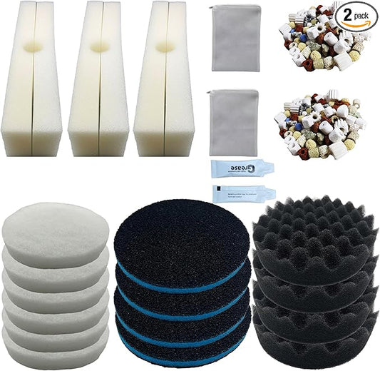 26 Piece Fx6 Canister Filter Media Kit Replacement Compatible with Fluval Fx4/Fx5/Fx6 Aquarium Filters Including Upgraded 3-in-1 Carbon Pad, Bio Foam, Carbon Sponge Filter, Ceramic Rings