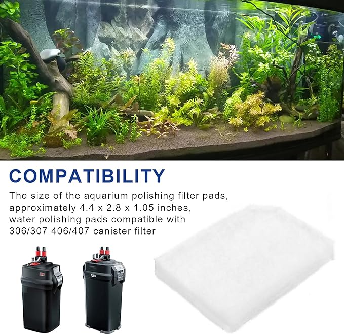 8 Pack Water Polishing Pads Fit for 306/307 406/407 Canister Filter Media Aquarium Filter Pad, A244A1 Mechanical Filter Media for Aquariums Compatible with Fluval Quick-Clear