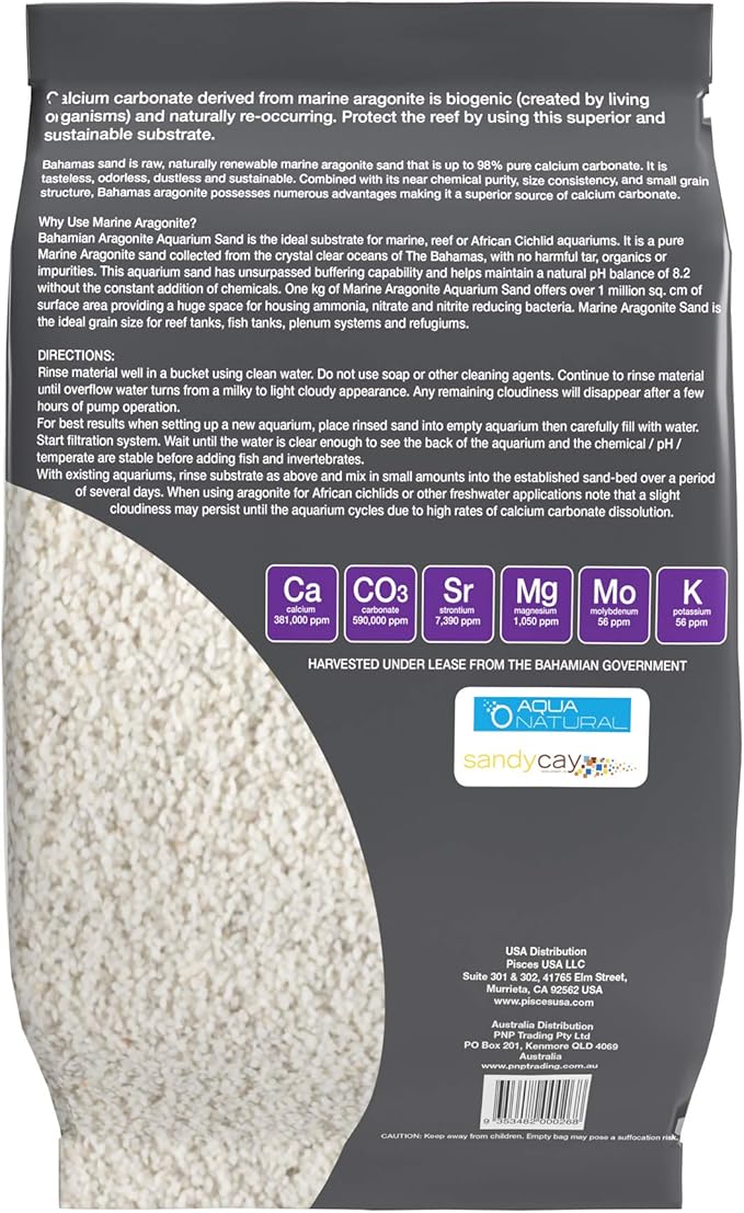 Coarse Aragonite 10lb Sand for Reef, Saltwater and Marine Aquariums